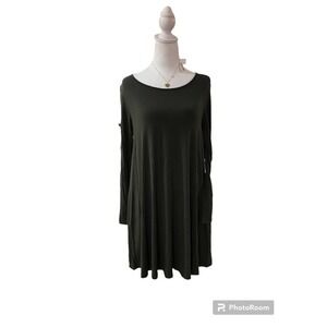 Piko Olive Women's Small Green  Pocket Shirt‎ Tunic  Dress